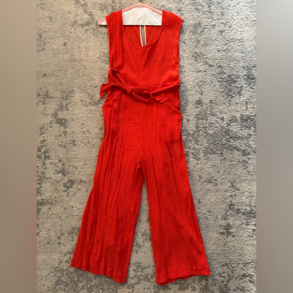 Anthropologie Vibrant Reddish Orange Jumpsuit